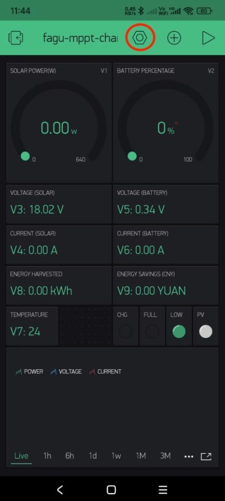esp32 mppt controller blynk project setting