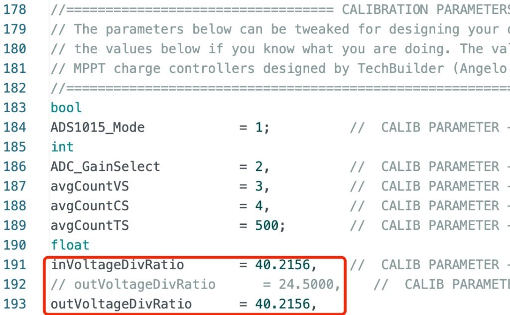 esp32 mppt controller arduino code input and output voltage ratio setting