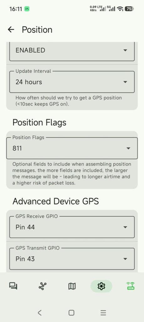 Meshtastic app position configuration