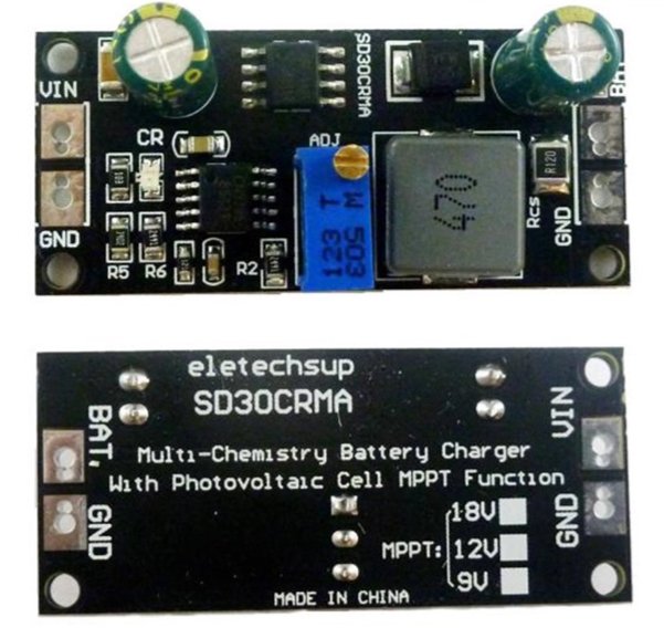 SD30CRMA MPPT solar charge controller module pinout and labeling