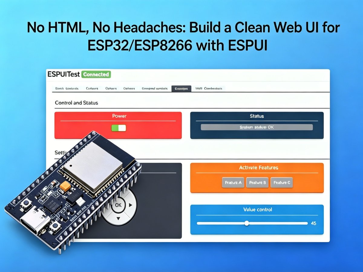 ESPUI: No HTML web UI for ESP32/ESP8266, real-time control panel with WebSocket