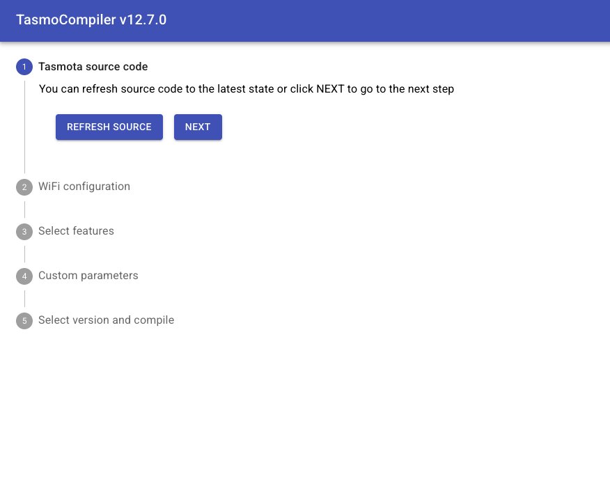 TasmoCompiler main welcome screen