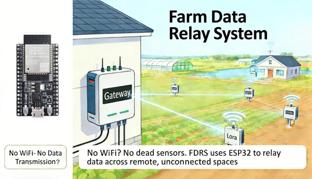 Side-by-side comparison – no WiFi means no data transmission vs. FDRS ESP32 relay system moving data across remote fields