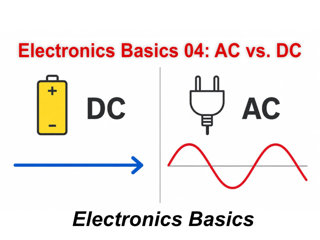 Simple comparison of a steady DC line and an alternating AC sine wave.