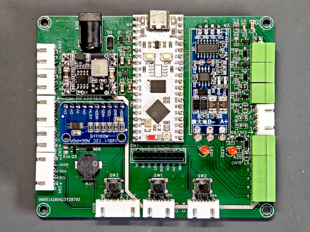 PlantLab PCB with XH2.54 connectors and screw terminal blocks installed