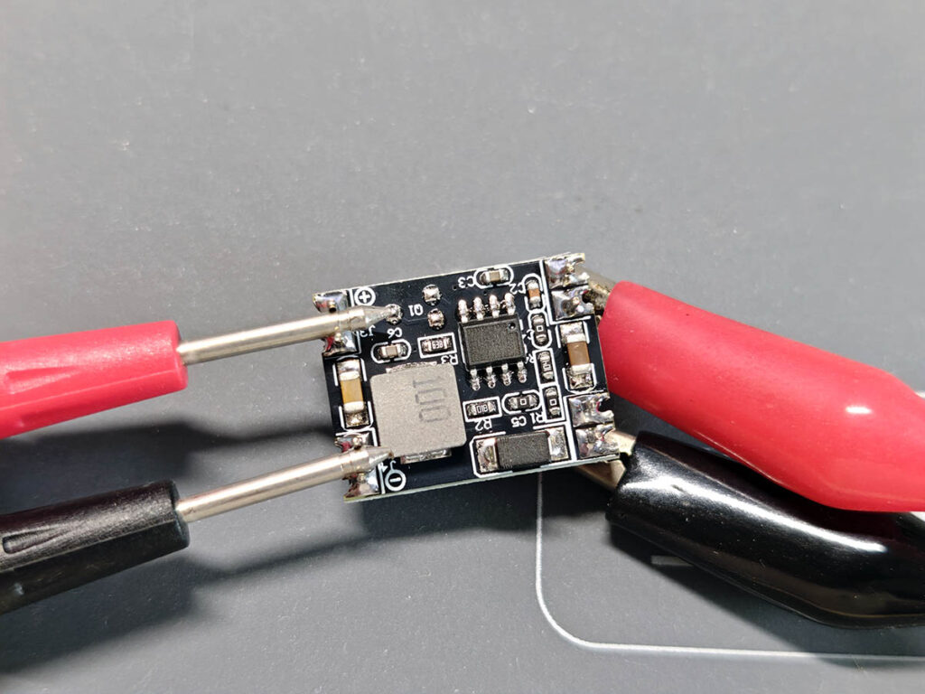 PlantLab MP1584EN power module tested with alligator clips