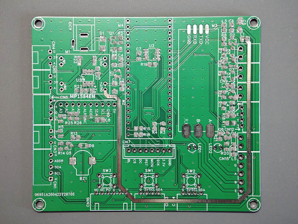 Solder paste placed on PlantLab PCB SMD pads before reflow soldering